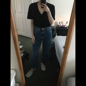 SUMMA black v neck t shirt bodysuit